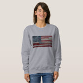 Vintage Patchwork Amerikaanse Vlag Sweatshirt Rust (Voorkant volledig)