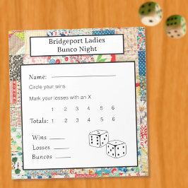 Vintage Patchwork Bunco Night Notitieblok