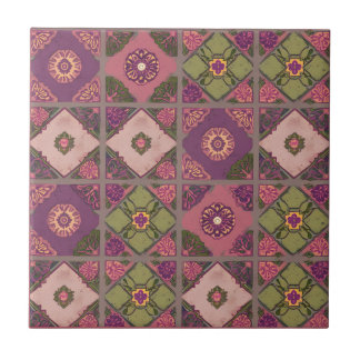 Vintage Patchwork Purple Pink Green Tegeltje