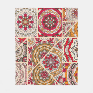 Vintage patchwork quilt pattern. Corativlinder Fleece Deken