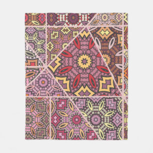Vintage patchwork quilt pattern. Corativlinder Fleece Deken