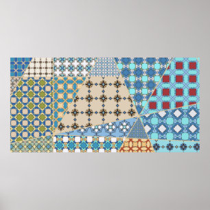 Vintage patchwork quilt pattern. Corativlinder Poster