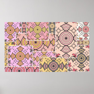 Vintage patchwork quilt pattern. Corativlinder Poster