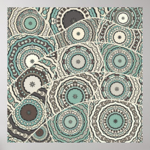 Vintage patchwork quilt pattern. Corativlinder Poster