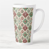 Vintage Patchwork Quilted Christmas Pattern Latte Mok (Rechts)