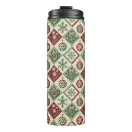 Vintage Patchwork Quilted Christmas Pattern Thermosbeker