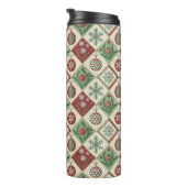 Vintage Patchwork Quilted Christmas Pattern Thermosbeker (Geroteerd rechts)