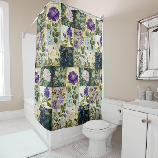 Vintage Patchwork Stijl Douchegordijn (In situ)