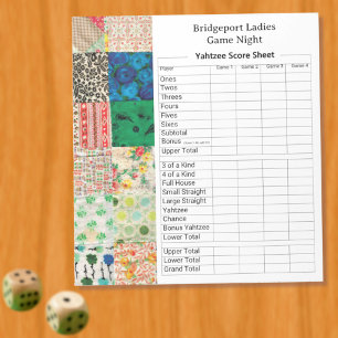 Vintage Patchwork Yahtzee Avond Notitieblok