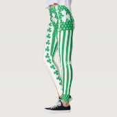 Vintage Patrick Green Irish Flag Clover Shamrock Leggings (Links)