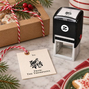 Vintage Patrijs Kerst Persoonlijke Cadeau Zelfinktende Stempel