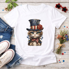 Vintage Patriotic Kitten Tri-Blend Shirt