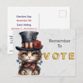 Vintage Patriotic Kitten Vote Briefkaart (Voorkant / Achterkant)
