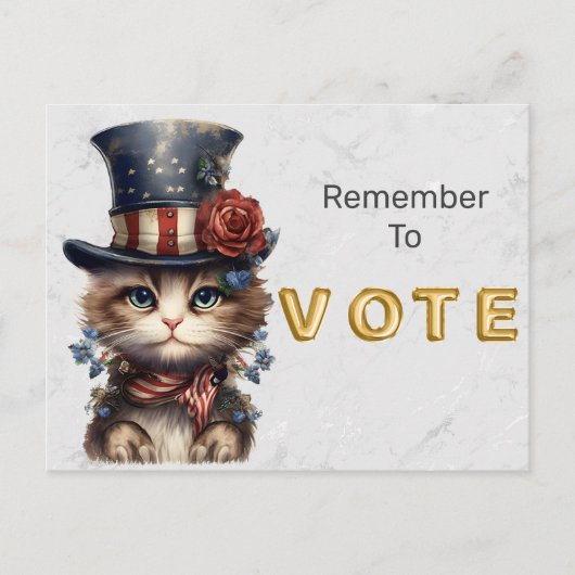 Vintage Patriotic Kitten Vote Briefkaart (Voorkant)