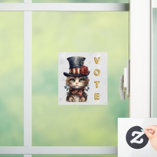 Vintage Patriotic Kitten Vote Raamsticker (Huis)