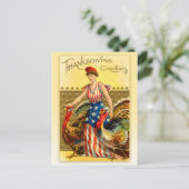 Vintage Patriotic Thanksgiving - Lady Liberty Feestdagenkaart (Staand voorkant)