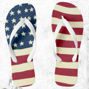 Vintage Patriotische Amerikaanse Vlag, Vierde Juli Teenslippers