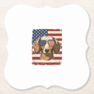 Vintage Patriotische Dachshund Vlag Zonnebril Vect Kartonnen Onderzetters