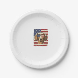 Vintage Patriotische Dachshund Vlag Zonnebril Vect Papieren Bordje