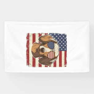 Vintage Patriotische Dachshund Vlag Zonnebril Vect Spandoek