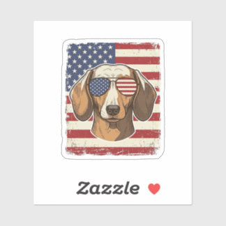 Vintage Patriotische Dachshund Vlag Zonnebril Vect Sticker