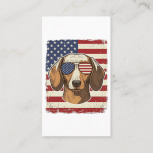 Vintage Patriotische Dachshund Vlag Zonnebril Vect Visitekaartje