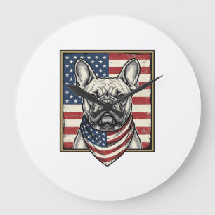 Vintage Patriotische Franse Bulldog Vlag Grote Klok