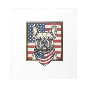 Vintage Patriotische Franse Bulldog Vlag Notitieblok