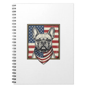 Vintage Patriotische Franse Bulldog Vlag Notitieboek