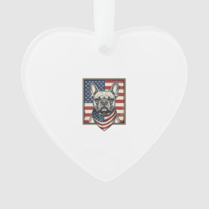 Vintage Patriotische Franse Bulldog Vlag Ornament