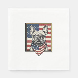 Vintage Patriotische Franse Bulldog Vlag Servet