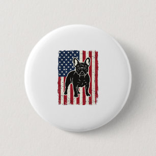 Vintage Patriotische Franse Bulldog Vlag Shirt_1 Ronde Button 5,7 Cm