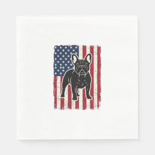 Vintage Patriotische Franse Bulldog Vlag Shirt_1 Servet