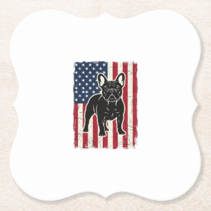 Vintage Patriotische Franse Bulldog Vlag T-shirt_1 Kartonnen Onderzetters