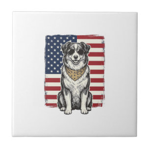 Vintage Patriotische Hond Amerikaanse Vlag Shirt O Tegeltje