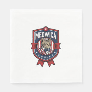 Vintage Patriotische Kat Meowica USA Shirt Ontwerp Servet