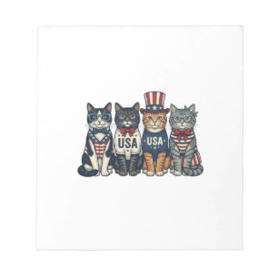 Vintage Patriotische Katten USA Shirt Ontwerp_1 Notitieblok