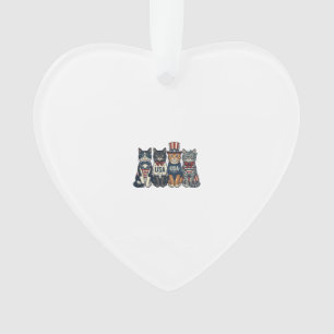 Vintage Patriotische Katten USA Shirt Ontwerp_1 Ornament