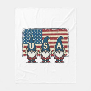 Vintage Patriotische USA Kabouters Witte Shirt Ont Fleece Deken