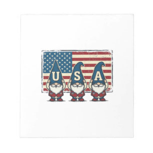 Vintage Patriotische USA Kabouters Witte Shirt Ont Notitieblok