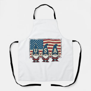 Vintage Patriotische USA Kabouters Witte Shirt Ont Schort
