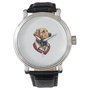 Vintage patriotische USA-shirt voor Golden Retriev Horloge
