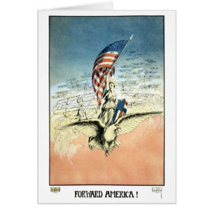 Vintage Patriottisch, Dame, Adelaar met Amerikaans