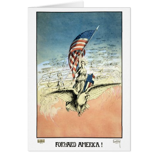 Vintage Patriottisch, Dame, Adelaar met Amerikaans (Voorkant)