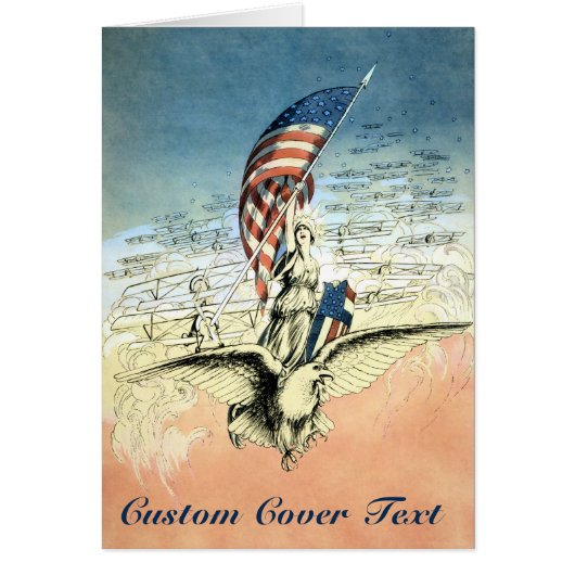 Vintage Patriottisch, Dame, Adelaar met Amerikaans (Voorkant)