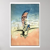Vintage Patriottisch, Dame, Adelaar met Amerikaans Poster (Voorkant)