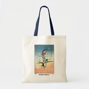 Vintage Patriottisch, Dame, Adelaar met Amerikaans Tote Bag