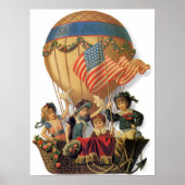 Vintage Patriottisch, Kinderen in een Heet Luchtba Poster (Voorkant)