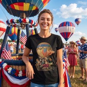 Vintage Patriottisch, Kinderen in een Heet Luchtba T-shirt