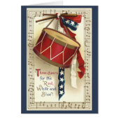 Vintage patriottisch, trommels met muzieknoten (Voorkant)